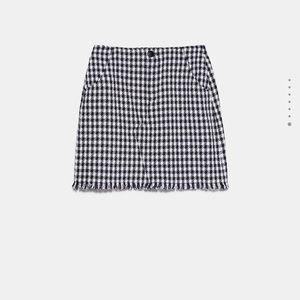 Zara Black & White Tweed Mini Skirt